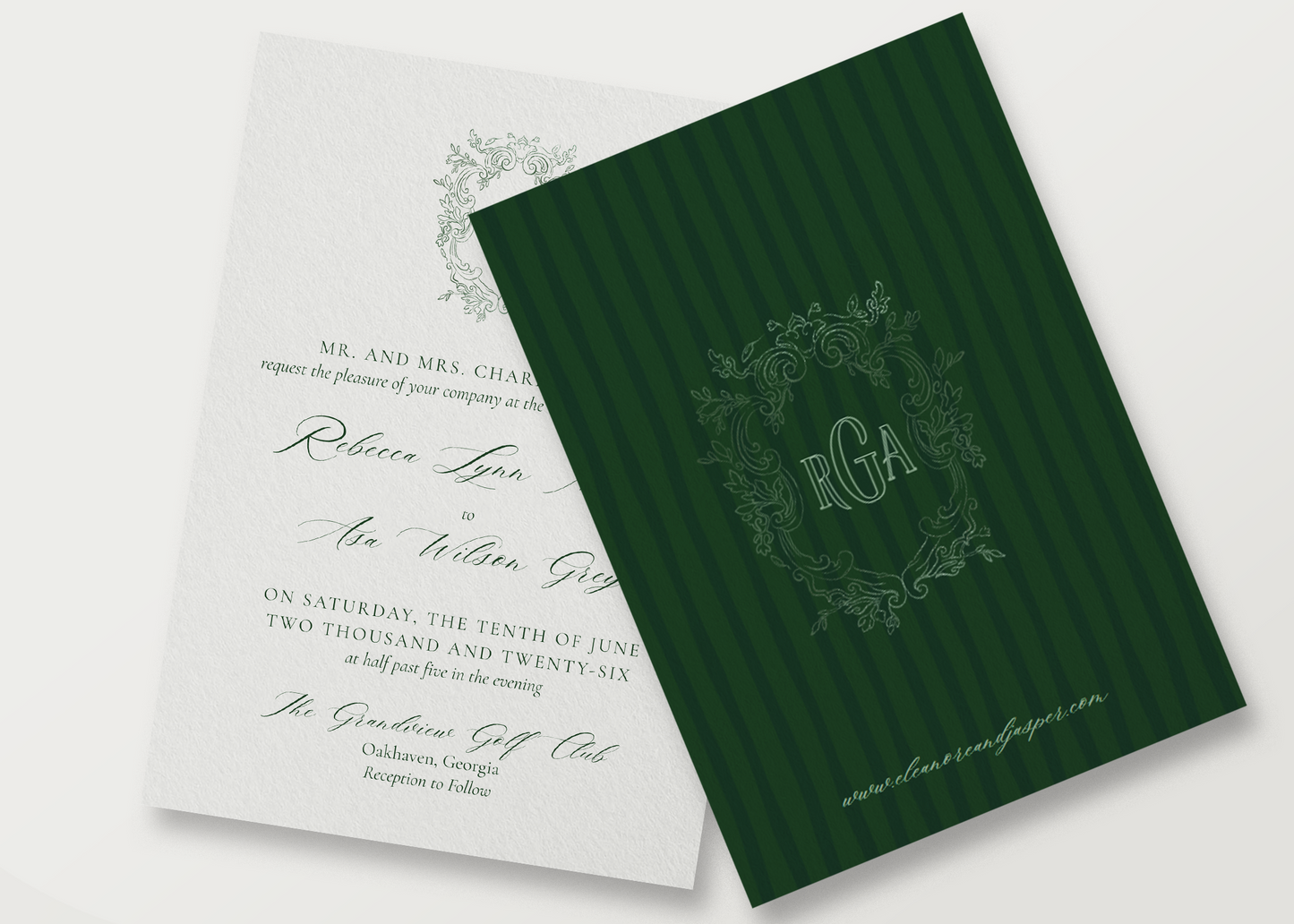 Augusta Emerald Wedding Invitation Back