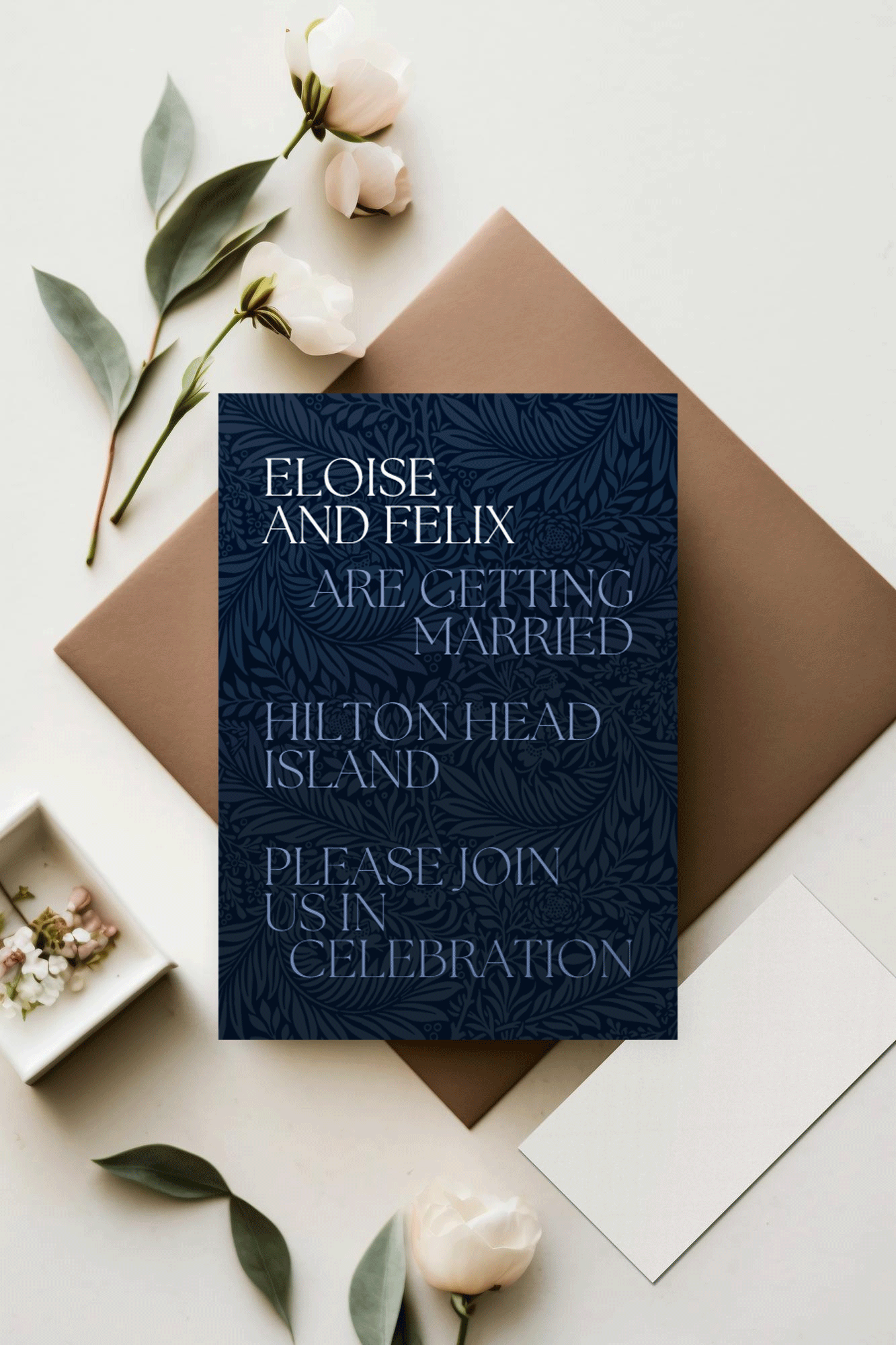 Modern vertical wedding invitation template Canva 'Harris' design