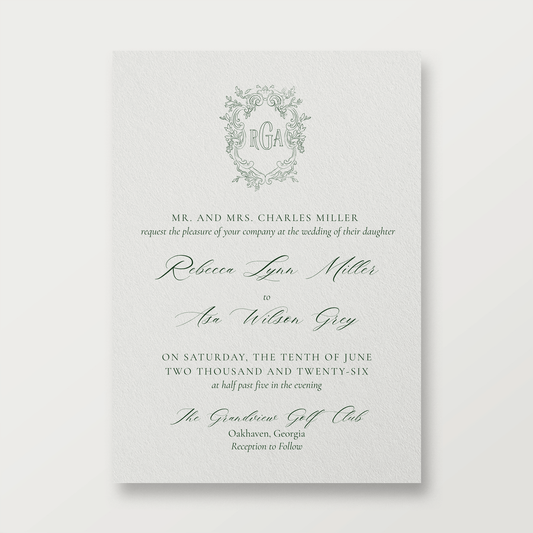 Augusta Emerald Wedding Invitation (Vertical) 5x7