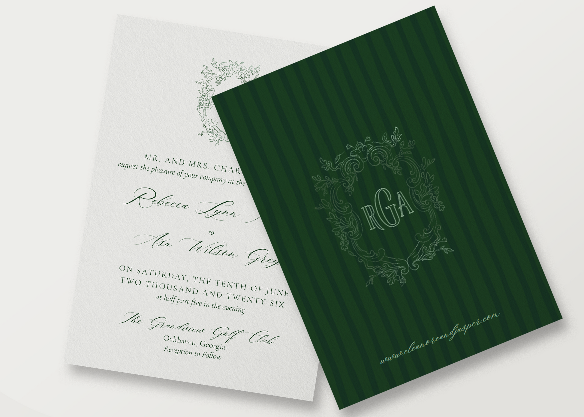 Augusta Emerald Wedding Invitation Back
