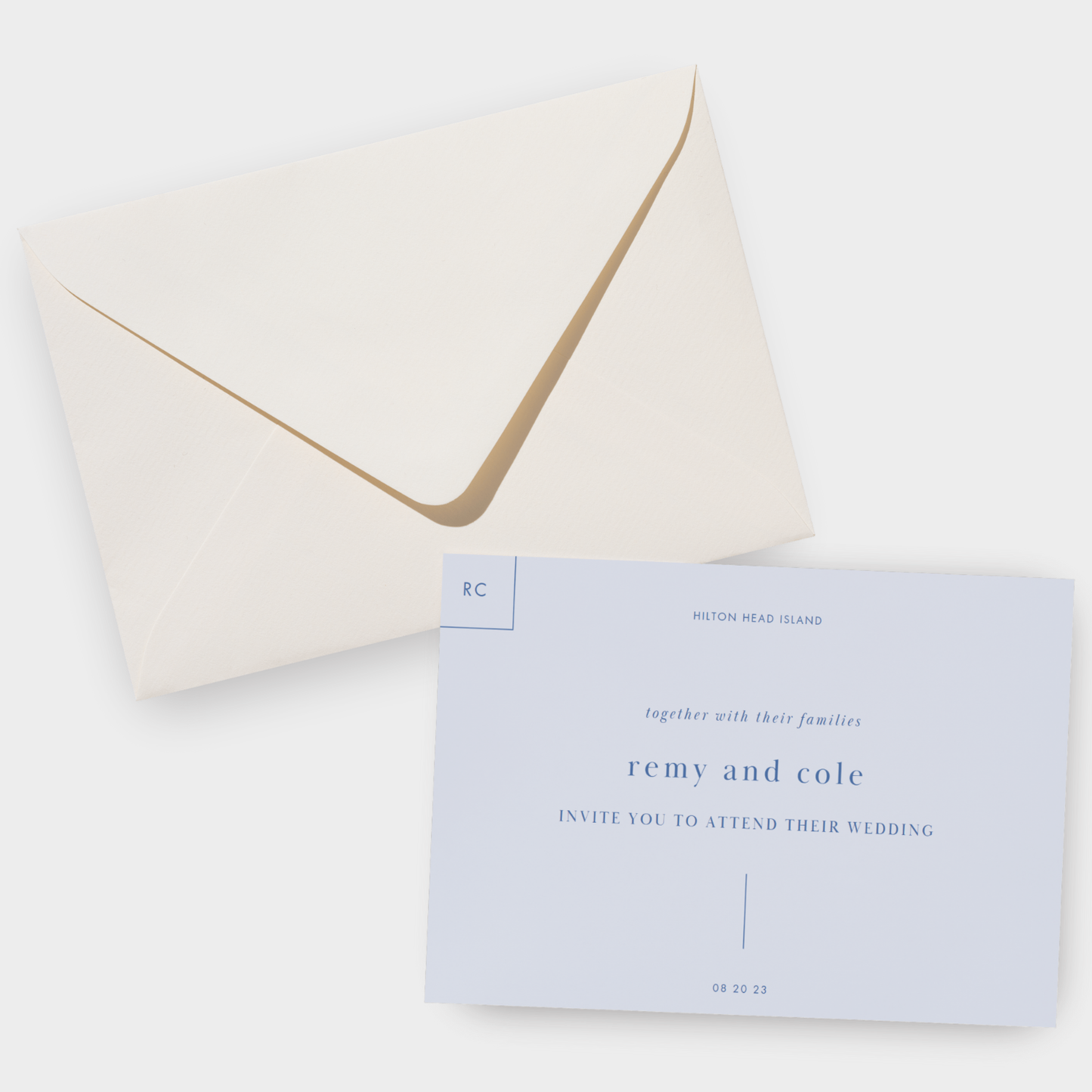 Minimalist and Modern Simple Bev Wedding Invitation Horizontal 5x7 Front Simple