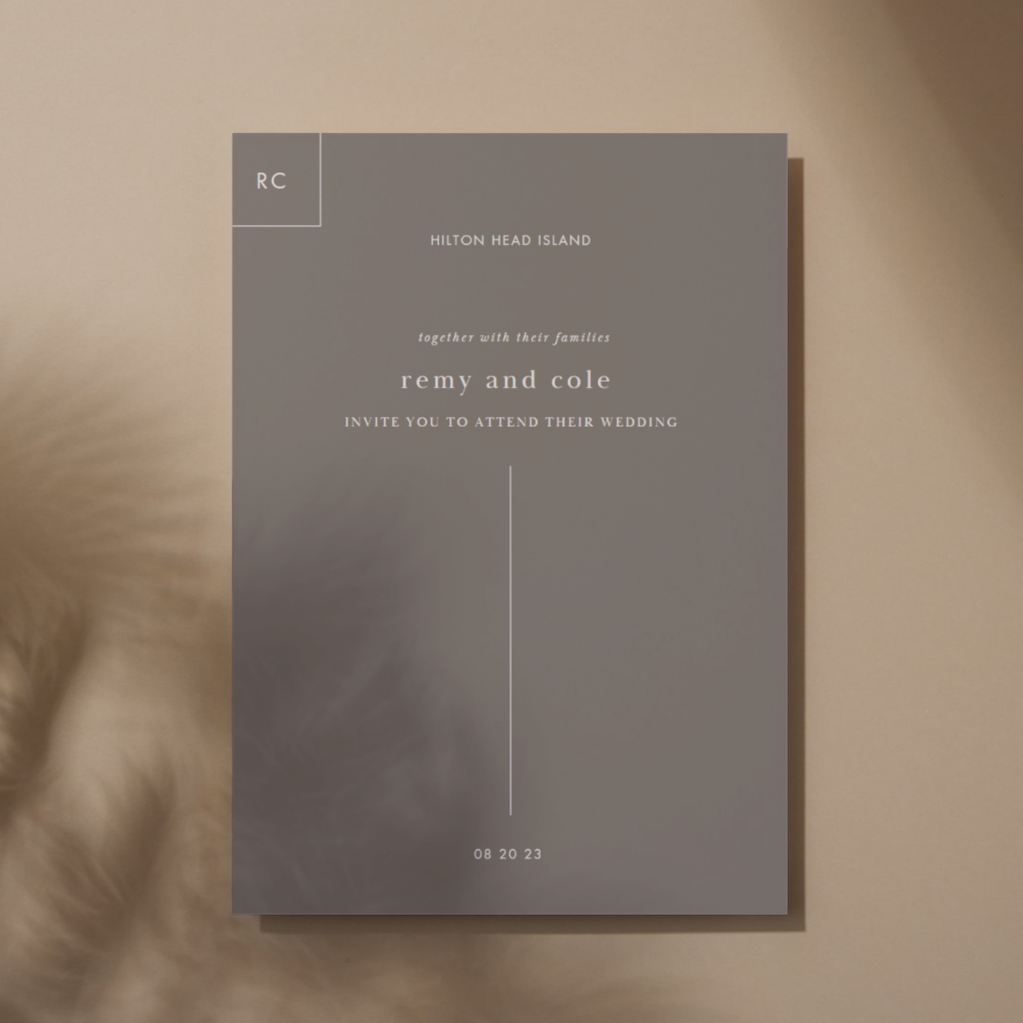 Minimalist and Modern Simple Bev Wedding Invitation Vertical 5x7 Front Simple