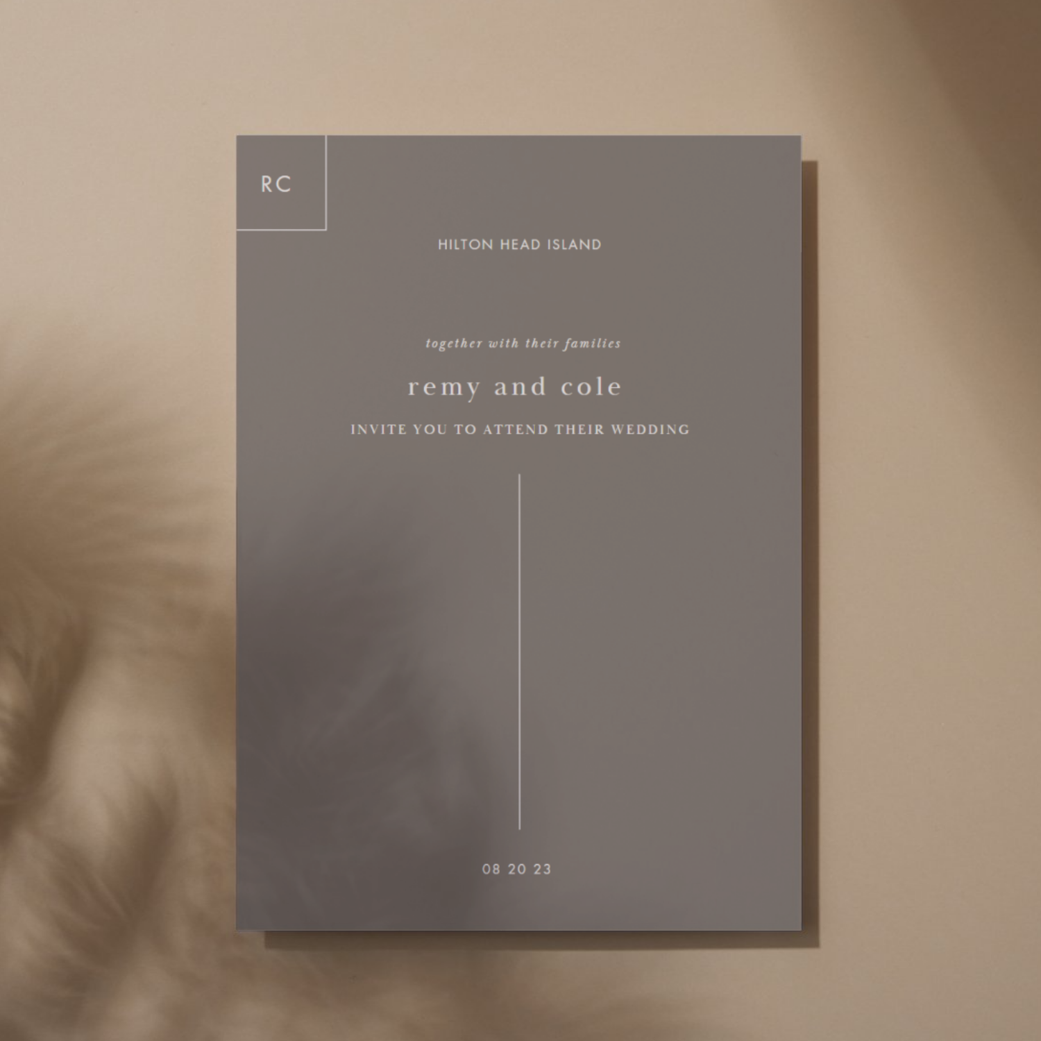 Minimalist and Modern Simple Bev Wedding Invitation Vertical 5x7 Front Simple