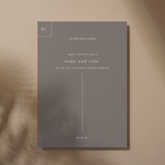 Minimalist and Modern Simple Bev Wedding Invitation Vertical 5x7 Front Simple