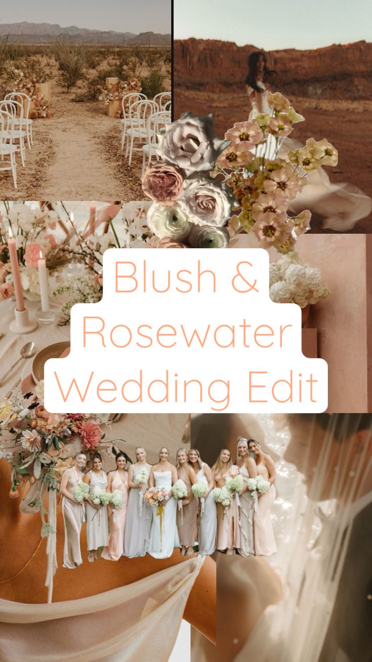 Desert Modern Wedding Invitation Template Canva - 'Blush & Rosewater' Pack
