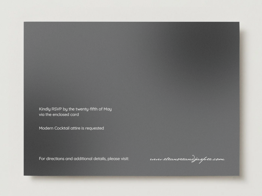 Gallery Modern Wedding Invite Horizontal Back