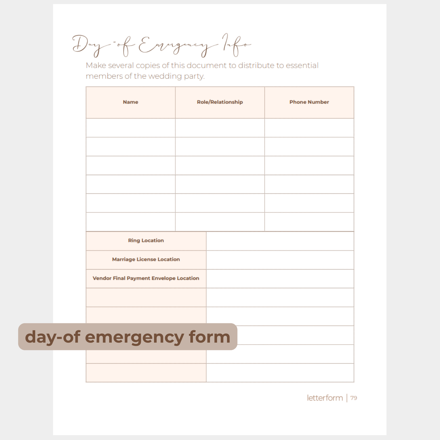 Showing the day-of emergency form