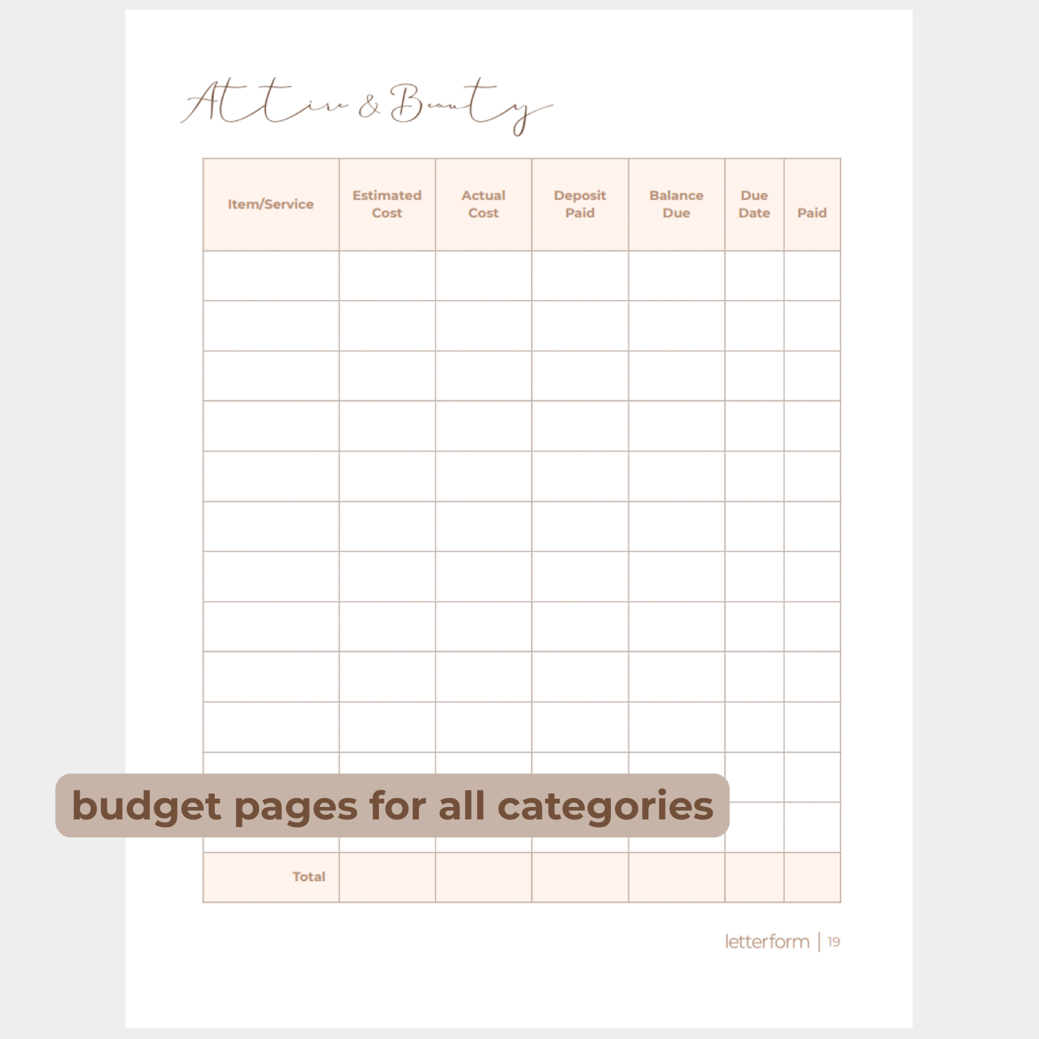 A view of one of the many budget sheets