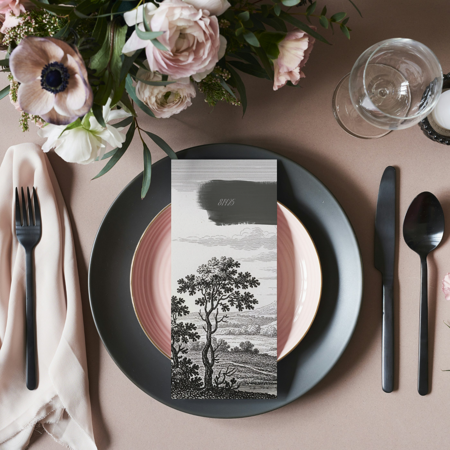 Weathered Ivory Wedding Table Stationery Pack including a menu template in a vintage etched ink style